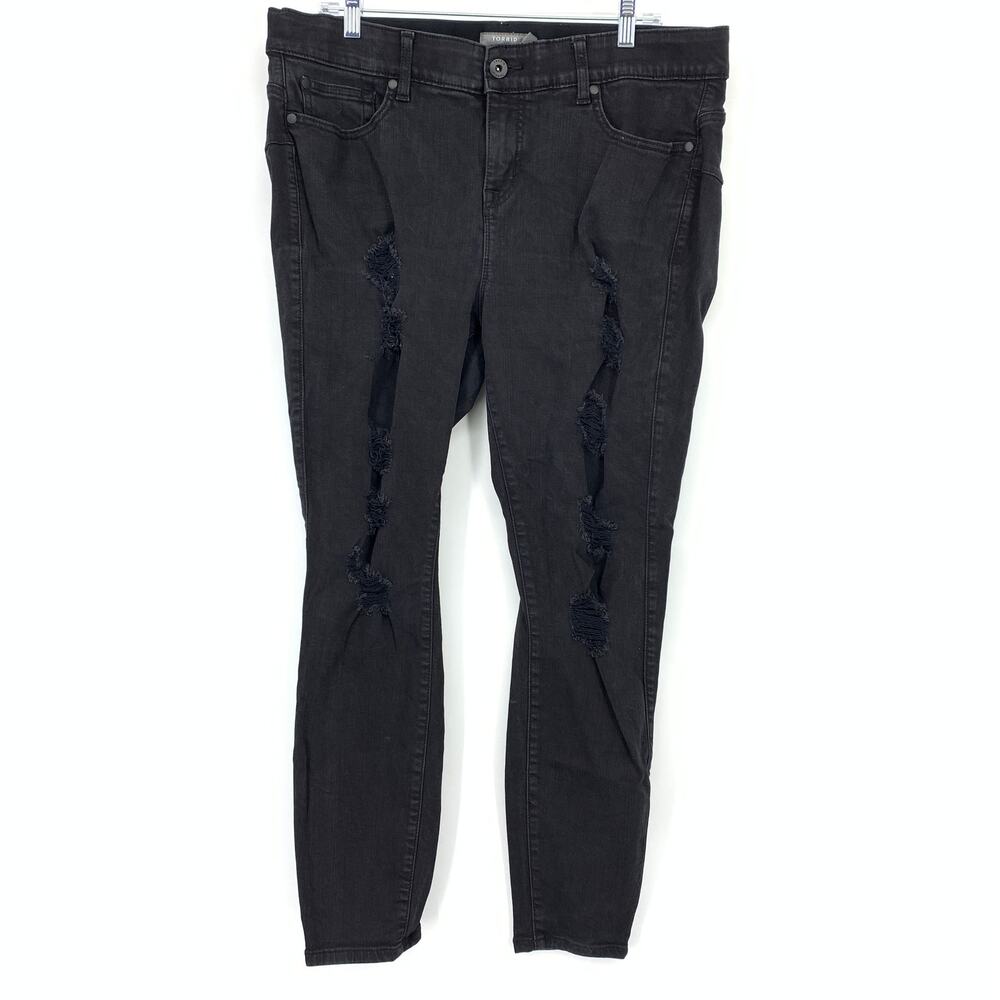 Torrid Bombshell Skinny Jeans Womens Size 18 Regular Distressed Black Wash